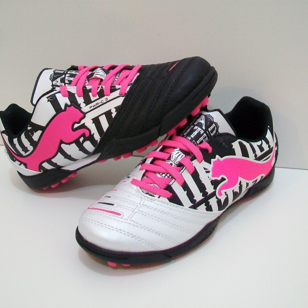 PUMA Powercat 3 Graphic white/fluo pink youth Turf soccer cleat football KIDS 11